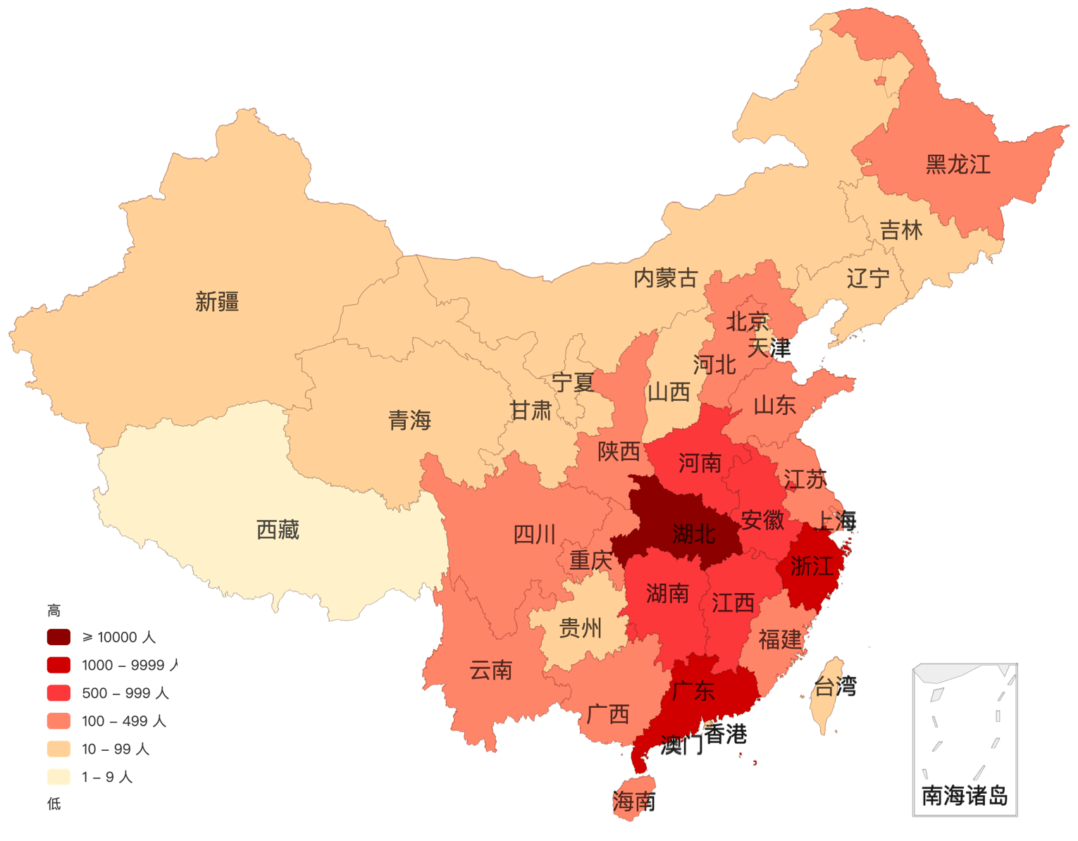 疫情数据实况分布图(2020年2月8日)病毒在神州大地疯狂肆虐,呈蔓延之